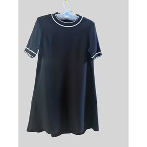 Rag & Bone Black Shift Dress White Tipped Crew Neck Short Sleeve XXS Mini
